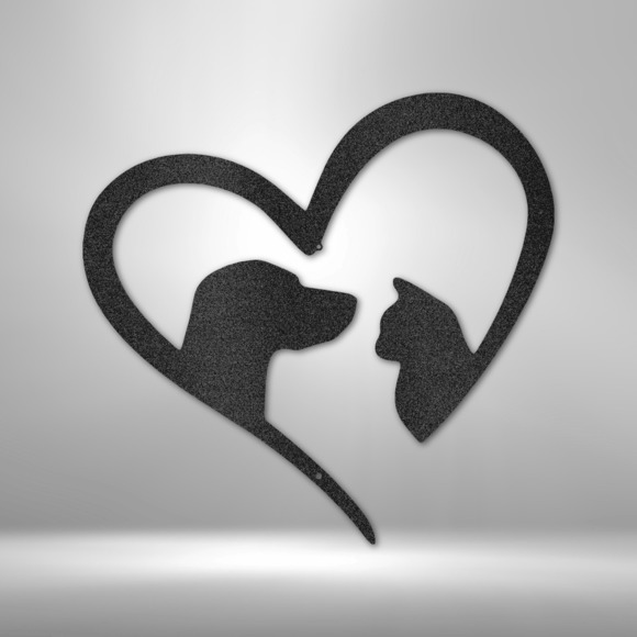 Pet Love Cat Dog Steel Sign Laser Cut Powder Coated Home & Office Metal Wall Dec